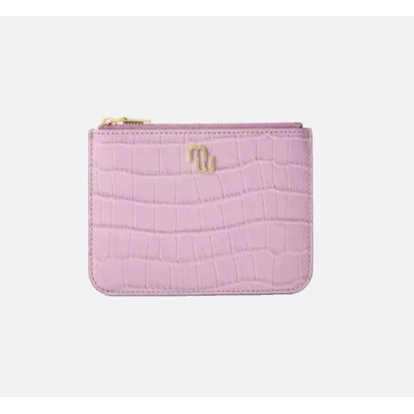 Maje Pink Crocodile Embossed Design Leather Zip Up Coin Wallet/Pouch NEW - Picture 7 of 8